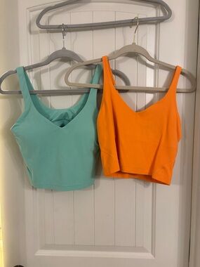 lululemon athletica V-Neck Cropped Tank - Aqua & Orange & Black & White